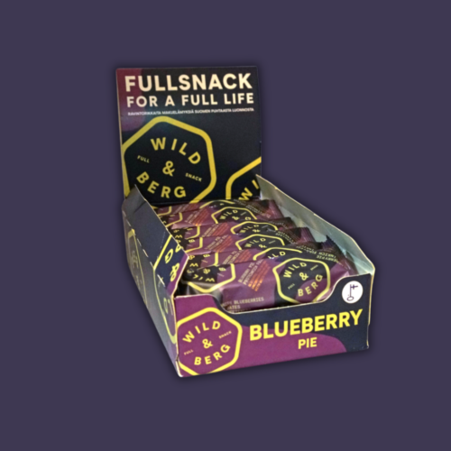 Mustikkapiiras Täysvälipala Proteiinipatukka laatikko